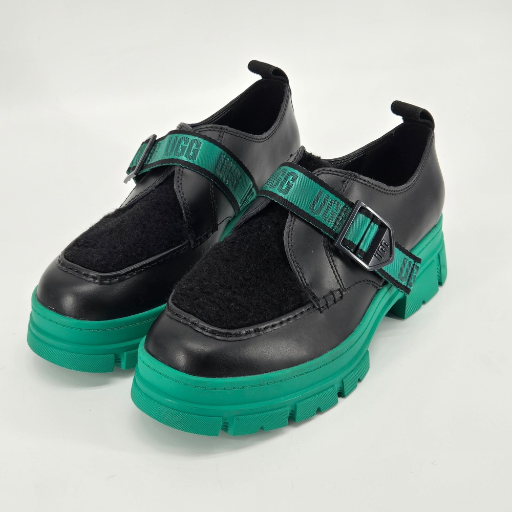 UGG Ashton Loafer Emerald Green Black Chunky Platform Creeper Shoes Women's 11